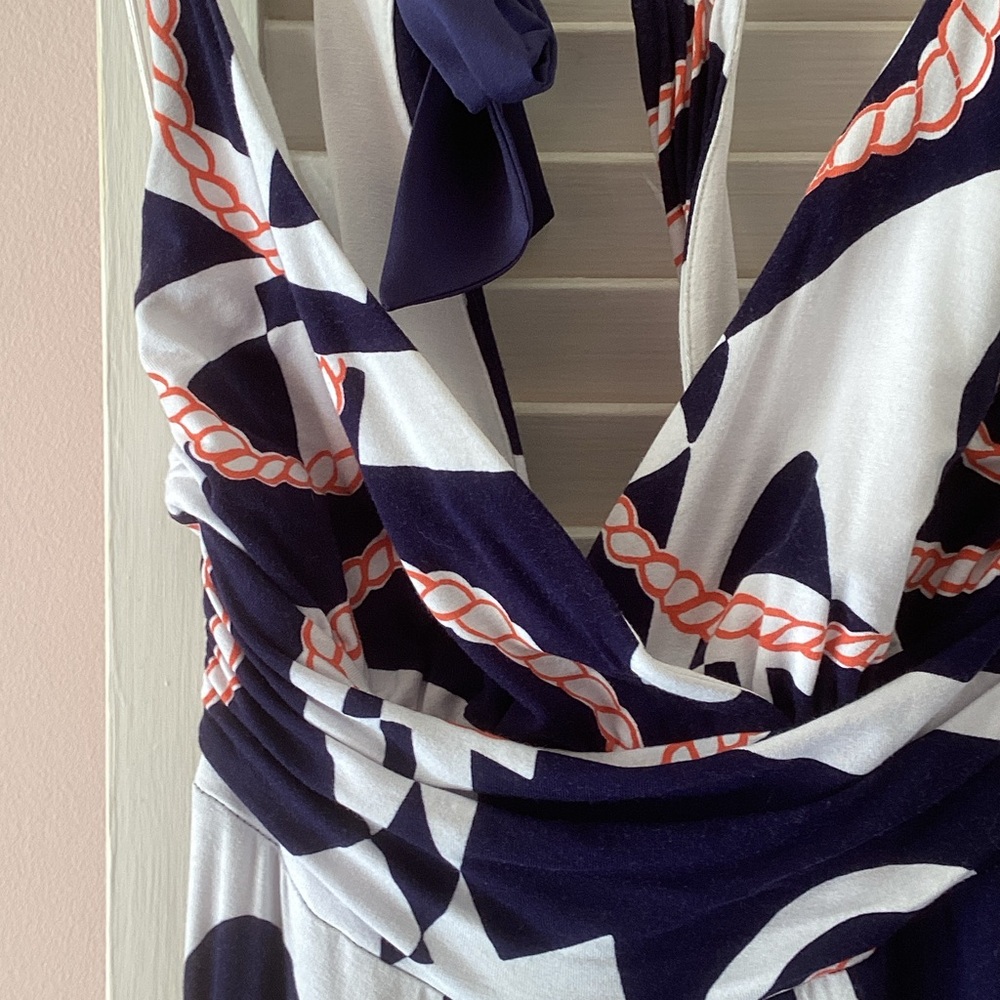 Lilly Pulitzer Navy, White & Coral Rope-Print Maxi Dress - Picture 2 of 5